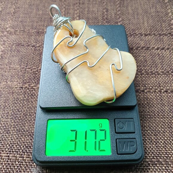 ✨ Bold Handcrafted Natural Yellow Jasper Silver Pendant Necklace ✨ - Picture 7 of 11